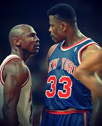 Patrick Ewing and Michael Jordan